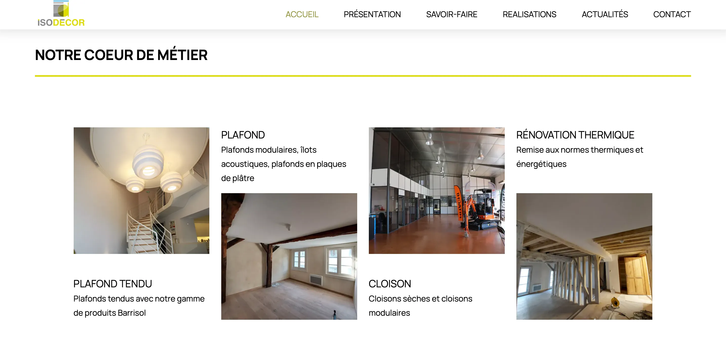 Capture d'écran du site internet d'Isodécor'